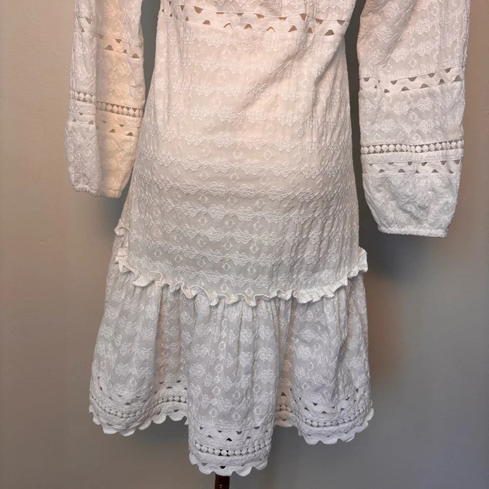 Veronica Beard Daeja V-Neck Eyelet Intricate Lace 3/4 Sleeves Mini Dress Size XS - Picture 10 of 14